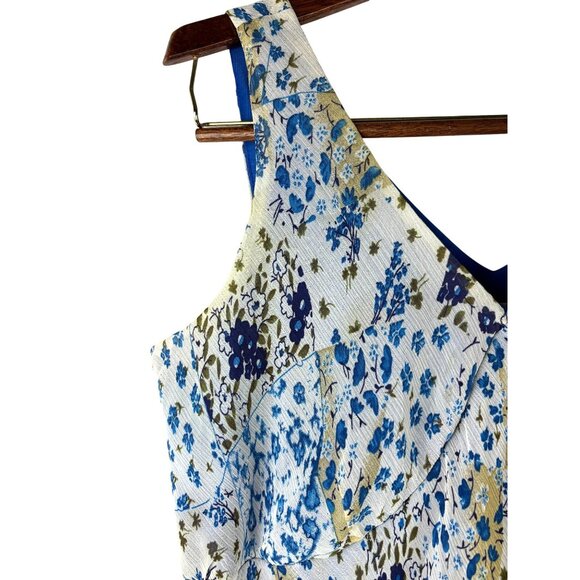 Cottage Boho Floral Print Sleeveless Tiered V-Neck Midi Dress Women's Medium - Picture 7 of 13